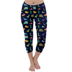 Pixel Art Dinosaurs Capri Winter Leggings 