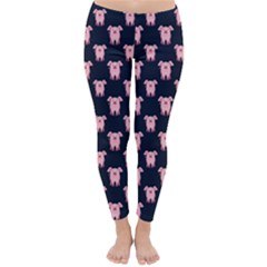 Cute Cartoon Pig Denim Blue Classic Winter Leggings