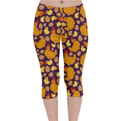 Hen Chick Chicken Purple Velvet Capri Leggings  by trulycreative