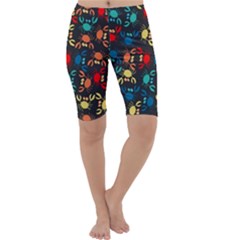 Cute Cartoon Crab Charcoal Cropped Leggings 