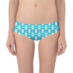 Teal White  Abstract Pattern Classic Bikini Bottoms by BrightVibesDesign