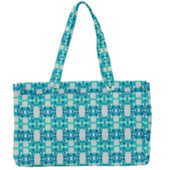 Teal White  Abstract Pattern Canvas Work Bag by BrightVibesDesign