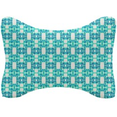 Teal White  Abstract Pattern Seat Head Rest Cushion by BrightVibesDesign