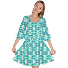 Teal White  Abstract Pattern Velour Kimono Dress by BrightVibesDesign