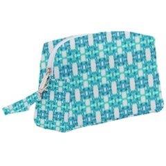 Teal White  Abstract Pattern Wristlet Pouch Bag (large) by BrightVibesDesign