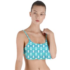 Teal White  Abstract Pattern Layered Top Bikini Top  by BrightVibesDesign