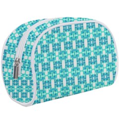 Teal White  Abstract Pattern Makeup Case (large) by BrightVibesDesign