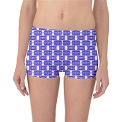 Purple  White  Abstract Pattern Boyleg Bikini Bottoms by BrightVibesDesign