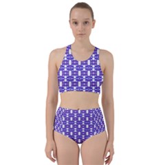 Purple  White  Abstract Pattern Racer Back Bikini Set by BrightVibesDesign