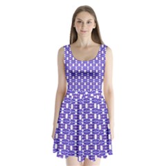 Purple  White  Abstract Pattern Split Back Mini Dress 