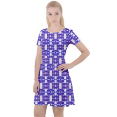 Purple  White  Abstract Pattern Cap Sleeve Velour Dress  by BrightVibesDesign