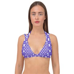 Purple  White  Abstract Pattern Double Strap Halter Bikini Top by BrightVibesDesign