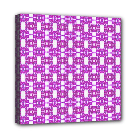 Pink  White  Abstract Pattern Mini Canvas 8  X 8  (stretched) by BrightVibesDesign