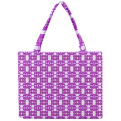 Pink  White  Abstract Pattern Mini Tote Bag by BrightVibesDesign