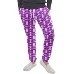 Pink  White  Abstract Pattern Men s Jogger Sweatpants by BrightVibesDesign