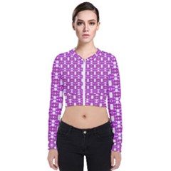 Pink  White  Abstract Pattern Long Sleeve Zip Up Bomber Jacket