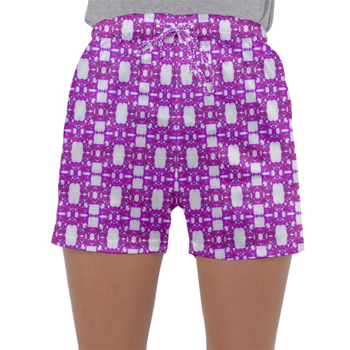 Pink  White  Abstract Pattern Sleepwear Shorts