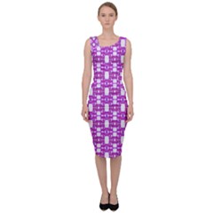 Pink  White  Abstract Pattern Sleeveless Pencil Dress by BrightVibesDesign