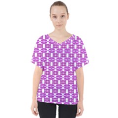 Pink  White  Abstract Pattern V-neck Dolman Drape Top by BrightVibesDesign