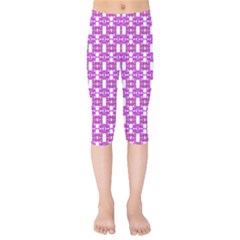 Pink  White  Abstract Pattern Kids  Capri Leggings  by BrightVibesDesign