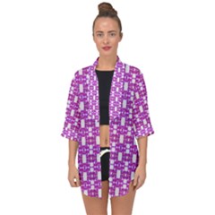 Pink  White  Abstract Pattern Open Front Chiffon Kimono by BrightVibesDesign