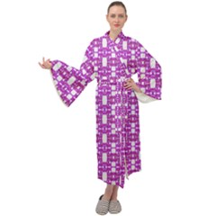 Pink  White  Abstract Pattern Maxi Velour Kimono by BrightVibesDesign