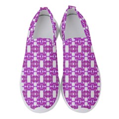 Pink  White  Abstract Pattern Women s Slip On Sneakers by BrightVibesDesign