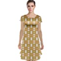 Yellow  White  Abstract Pattern Cap Sleeve Nightdress View1