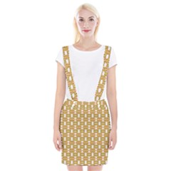 Yellow  White  Abstract Pattern Braces Suspender Skirt by BrightVibesDesign