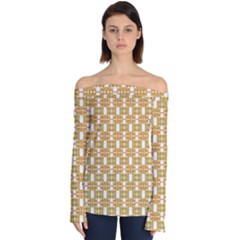 Yellow  White  Abstract Pattern Off Shoulder Long Sleeve Top by BrightVibesDesign