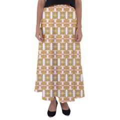 Yellow  White  Abstract Pattern Flared Maxi Skirt by BrightVibesDesign