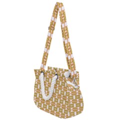 Yellow  White  Abstract Pattern Rope Handles Shoulder Strap Bag by BrightVibesDesign