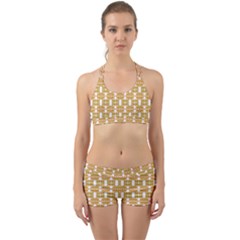 Yellow  White  Abstract Pattern Back Web Gym Set by BrightVibesDesign