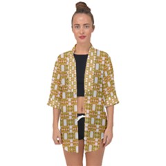 Yellow  White  Abstract Pattern Open Front Chiffon Kimono by BrightVibesDesign