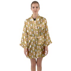 Yellow  White  Abstract Pattern Long Sleeve Satin Kimono by BrightVibesDesign