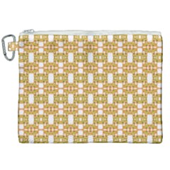 Yellow  White  Abstract Pattern Canvas Cosmetic Bag (xxl) by BrightVibesDesign