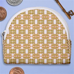 Yellow  White  Abstract Pattern Horseshoe Style Canvas Pouch by BrightVibesDesign