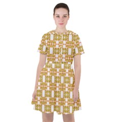 Yellow  White  Abstract Pattern Sailor Dress