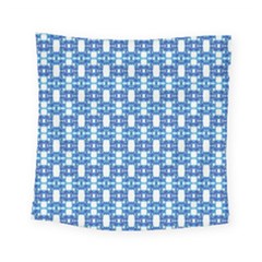 Blue White  Abstract Pattern Square Tapestry (small) by BrightVibesDesign