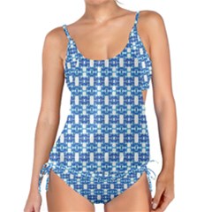 Blue White  Abstract Pattern Tankini Set by BrightVibesDesign