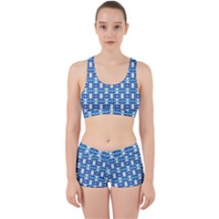 Blue White  Abstract Pattern Work It Out Gym Set by BrightVibesDesign