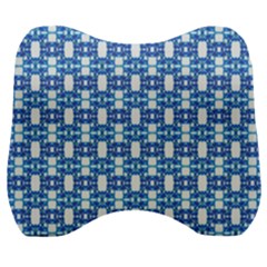 Blue White  Abstract Pattern Velour Head Support Cushion