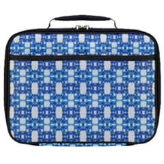 Blue White  Abstract Pattern Full Print Lunch Bag by BrightVibesDesign