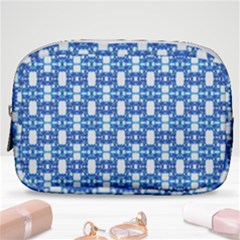 Blue White  Abstract Pattern Make Up Pouch (small) by BrightVibesDesign