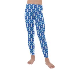 Blue White  Abstract Pattern Kids  Lightweight Velour Leggings by BrightVibesDesign