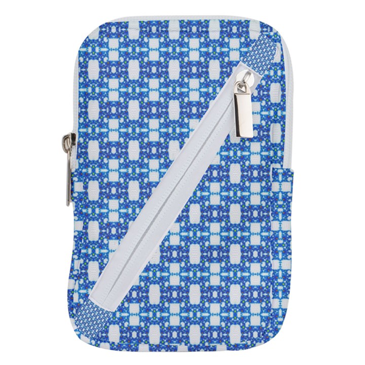 Blue White  Abstract Pattern Belt Pouch Bag (Small)