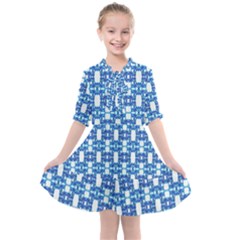 Blue White  Abstract Pattern Kids  All Frills Chiffon Dress by BrightVibesDesign