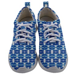 Blue White  Abstract Pattern Mens Athletic Shoes by BrightVibesDesign