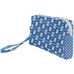 Blue White  Abstract Pattern Wristlet Pouch Bag (small) by BrightVibesDesign