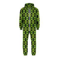 Green Black Abstract Pattern Hooded Jumpsuit (kids) by BrightVibesDesign